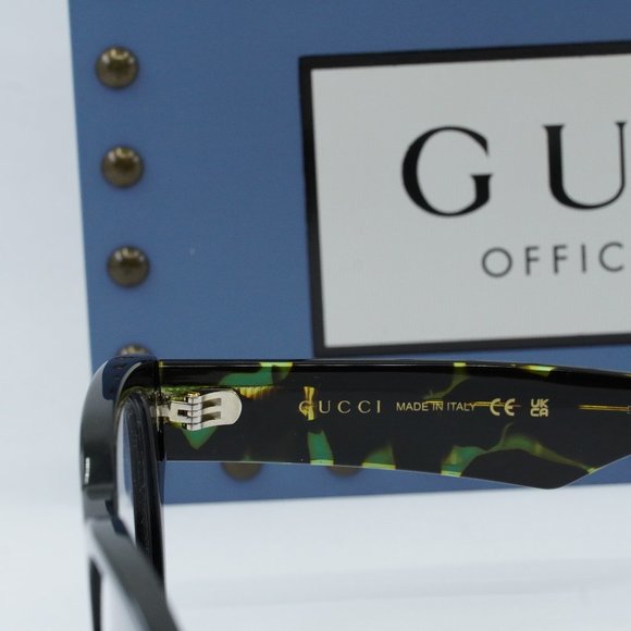 FINAL PRICE NEW GUCCI GG1429O 003 BLACK/GREEN HAVANA EYEGLASSES - Picture 4 of 9